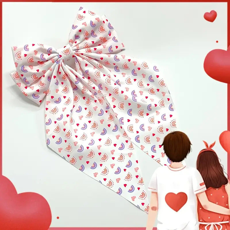 Wholesale Valentine's Day Bow Ribbon Spring Clip Heart-shaped Red Lip Print Back of The Head Hairpin